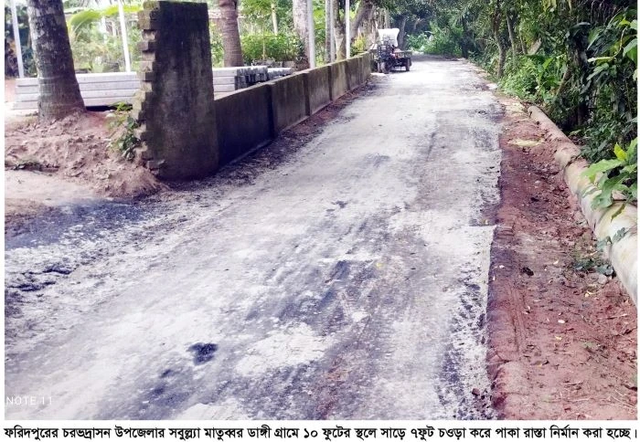চরভদ্রাসনে সংকুচিত করে রাস্তা নির্মানের অভিযোগ